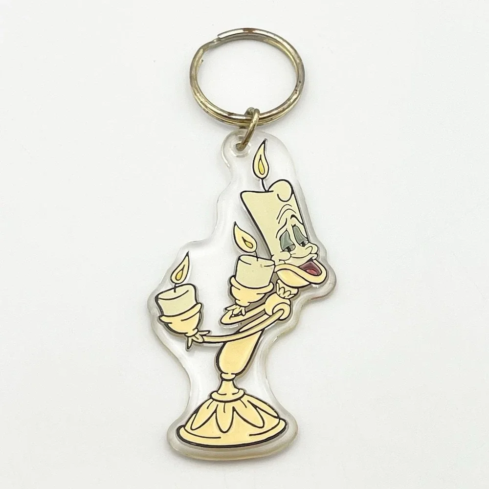 Vintage 1990s‎ Disney Beauty and the Beast Lumiere Brabo Group Acrylic Keychain